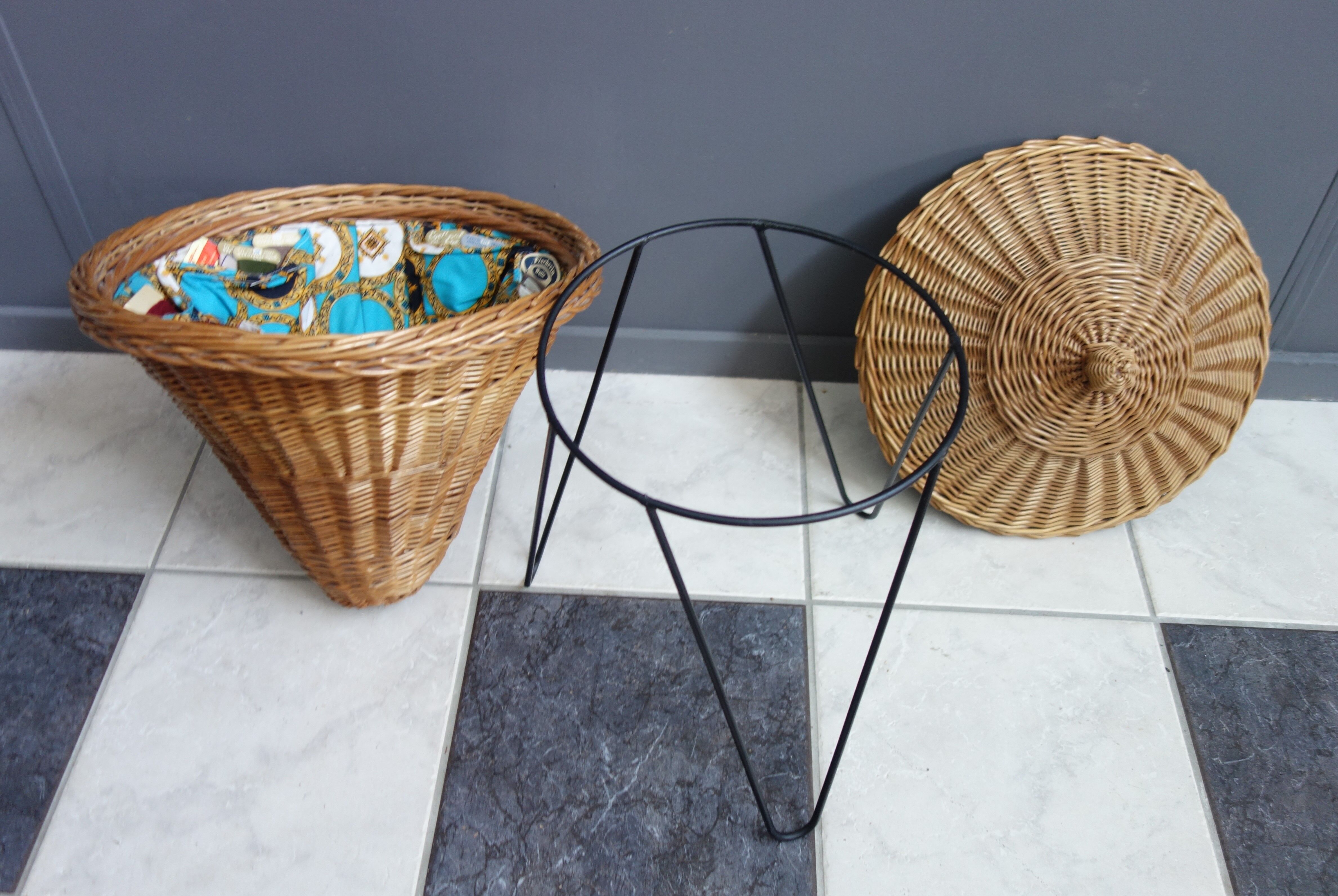 Rattan sewing basket 1950