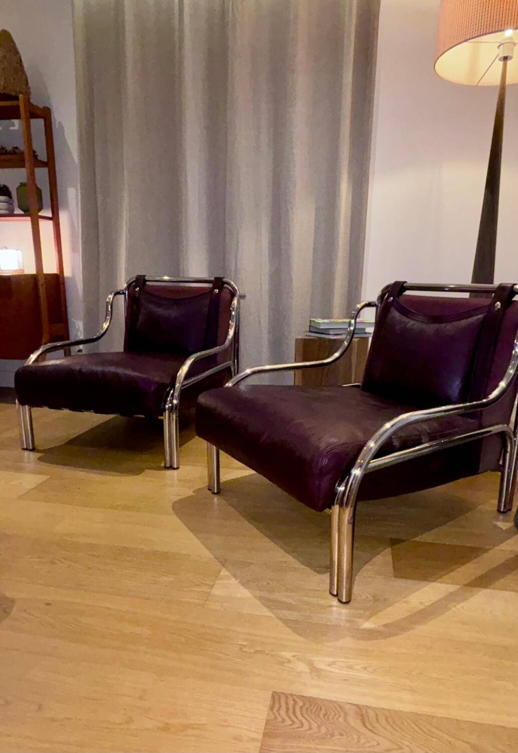 Pair of Gae Aulenti stringa armchairs