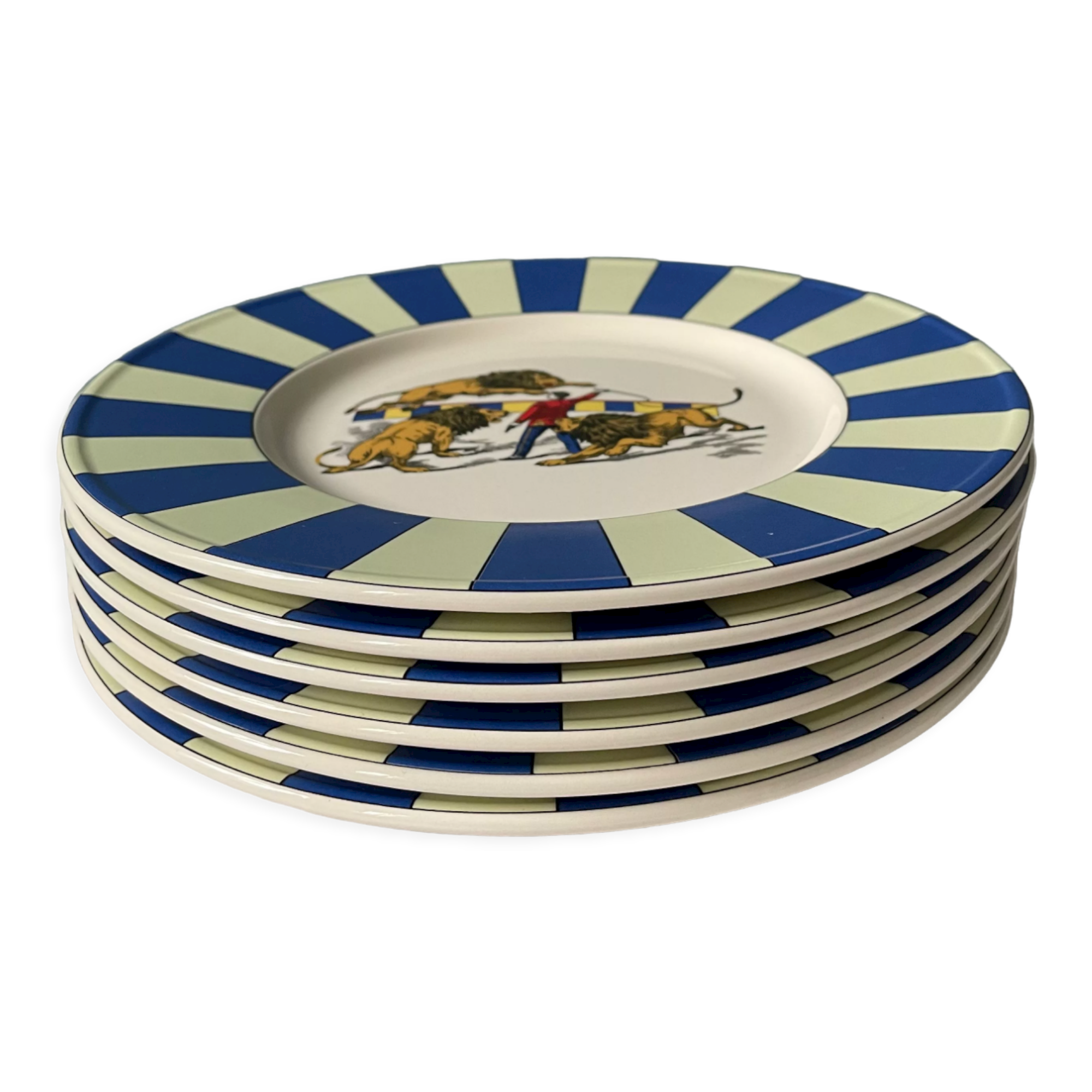 Series of 6 K&G Lunéville dessert plates, circus theme