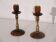 Pair of Scandinavian teak and brass candle holders