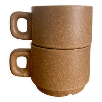 Duo of stoneware coffee cups