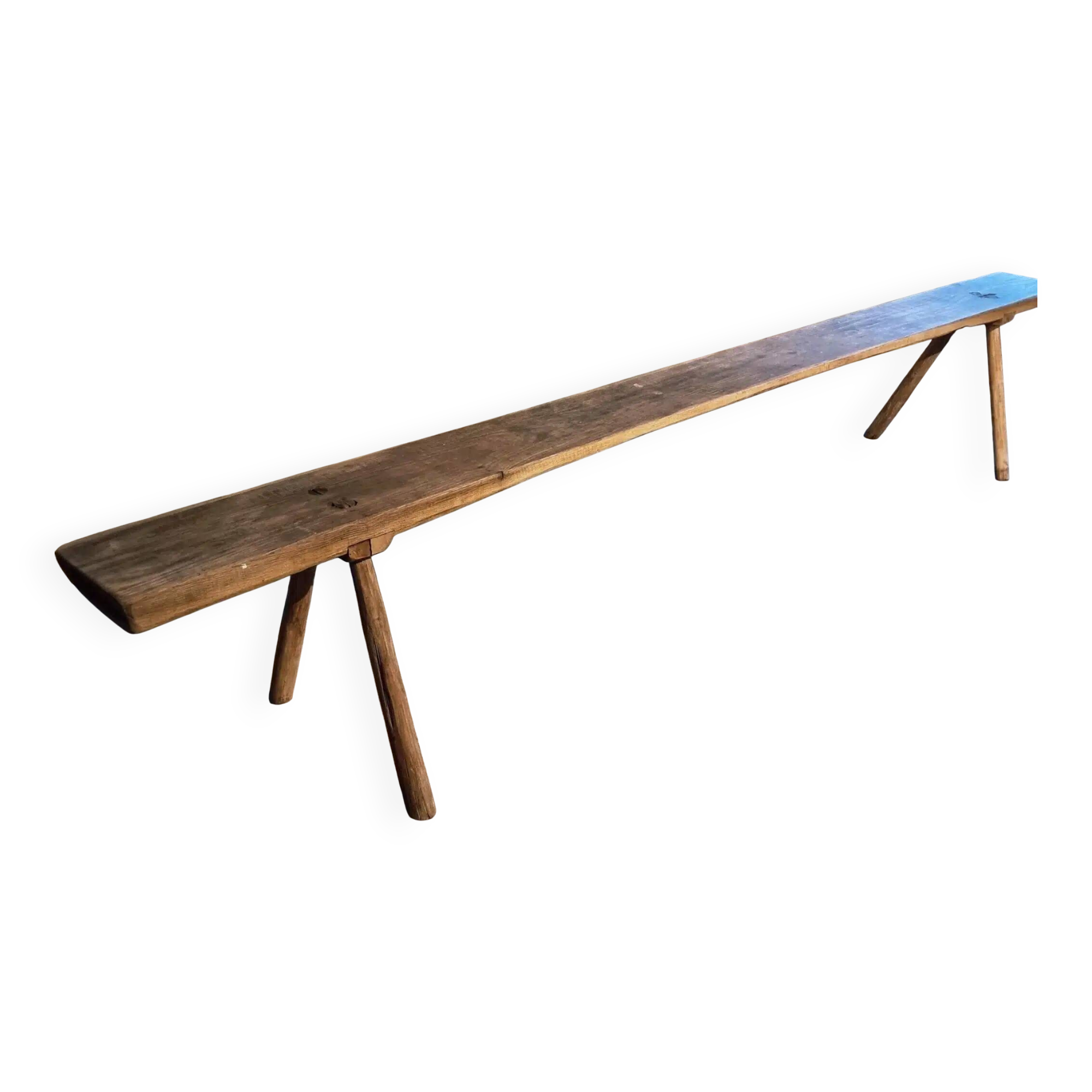 Antique primitive oak bench – Circa 1900, Allier region, France