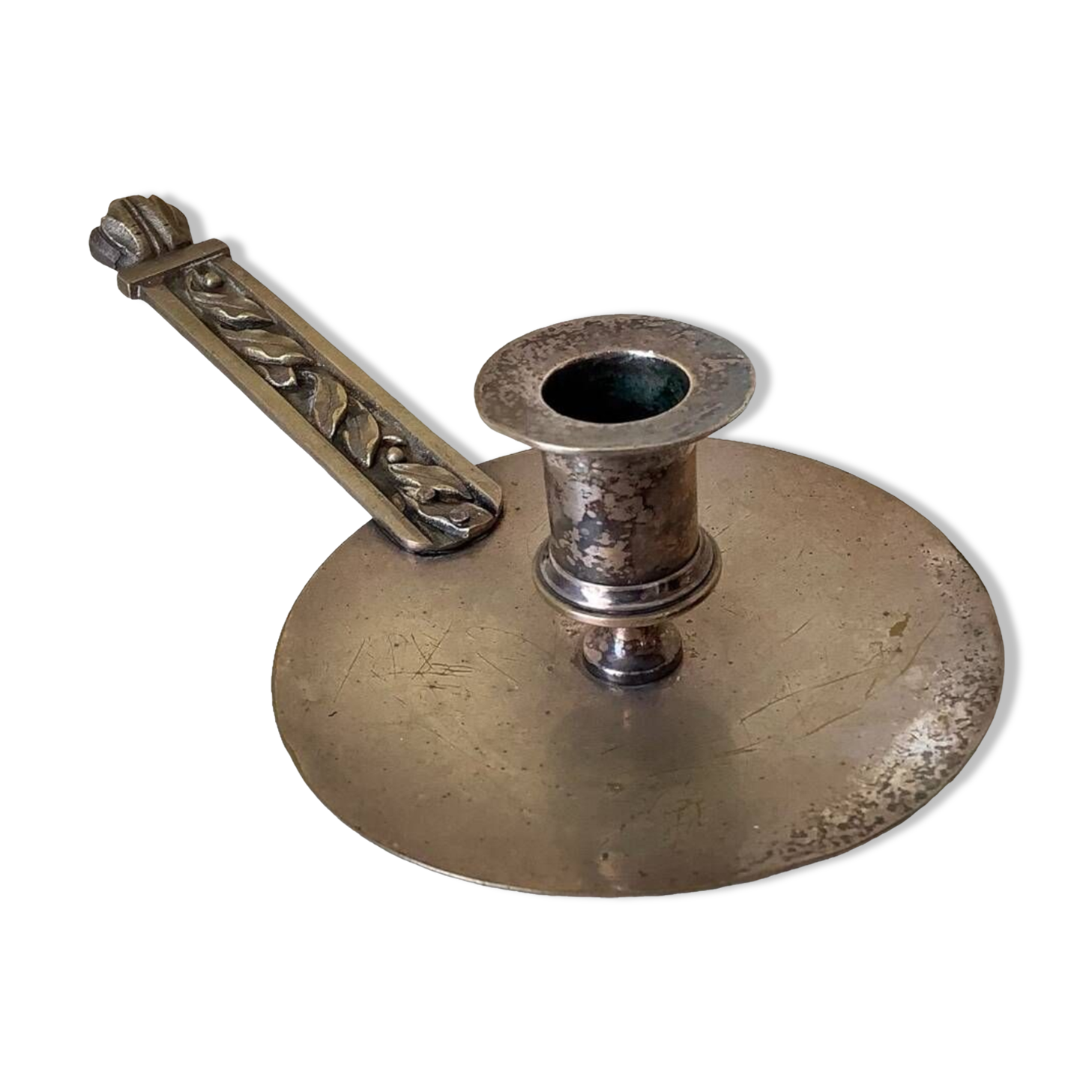 Silver cellar rat candle holder