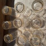9 art-deco glasses in engraved crystal with gold trim