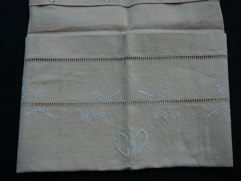 Pair of pillowcases early twentieth century métis ivory with monogram