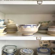Creil & Montereau ironstone salad bowl and soup tureen, "Damier" service