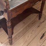 Meuble table de toilette ancien en acajou et marbre