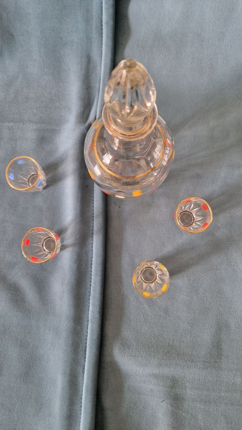 Vintage polka dot liqueur service