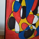 Peinture abstraite sur panneau de bois