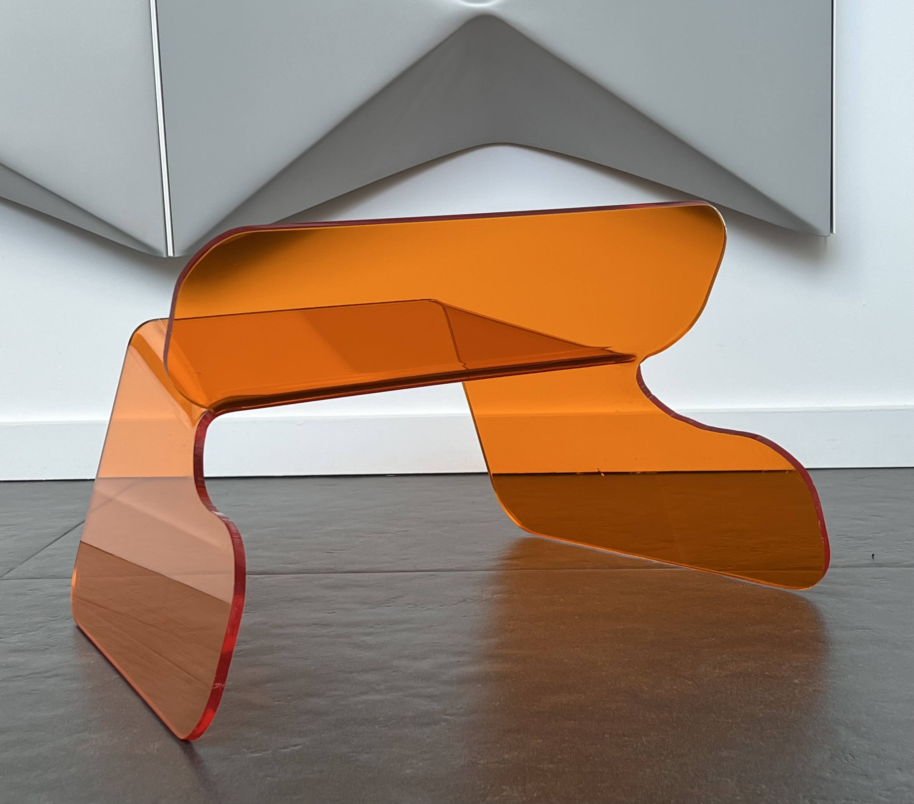 Orange plexiglass chair, 1970s France.