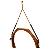 Vintage octagonal teak mirror in scandinavian style, Italy 1960 's