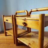 Paire de tables de chevet pin massif 1980