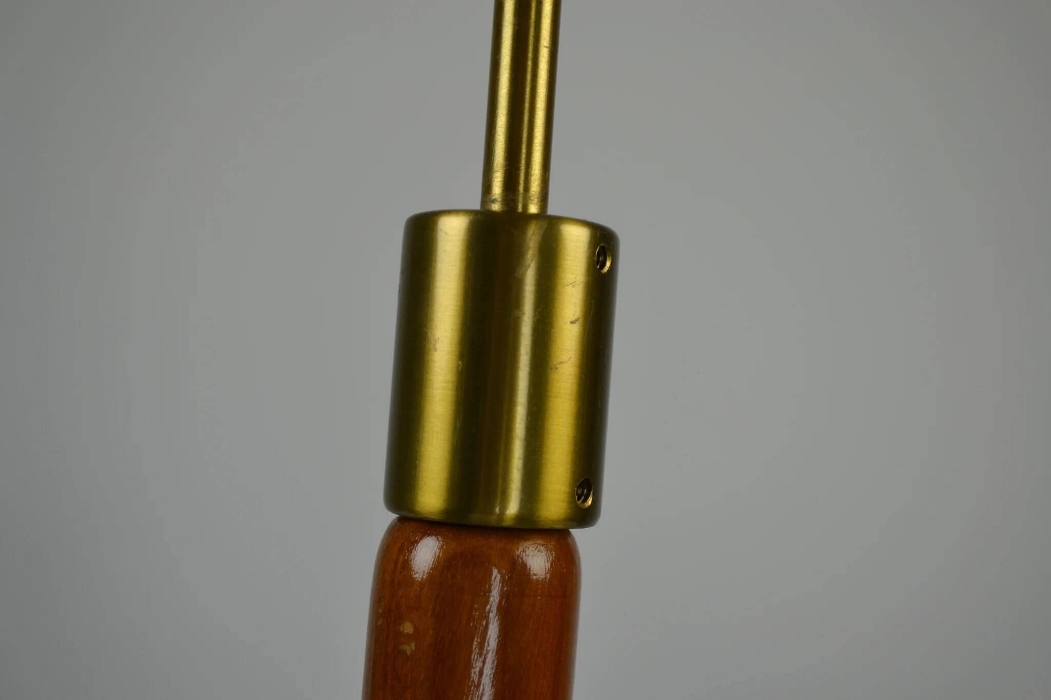 Scandinavian Modern Three-Light Pendant in Brass, Teak and Opaline Glass, 1960s