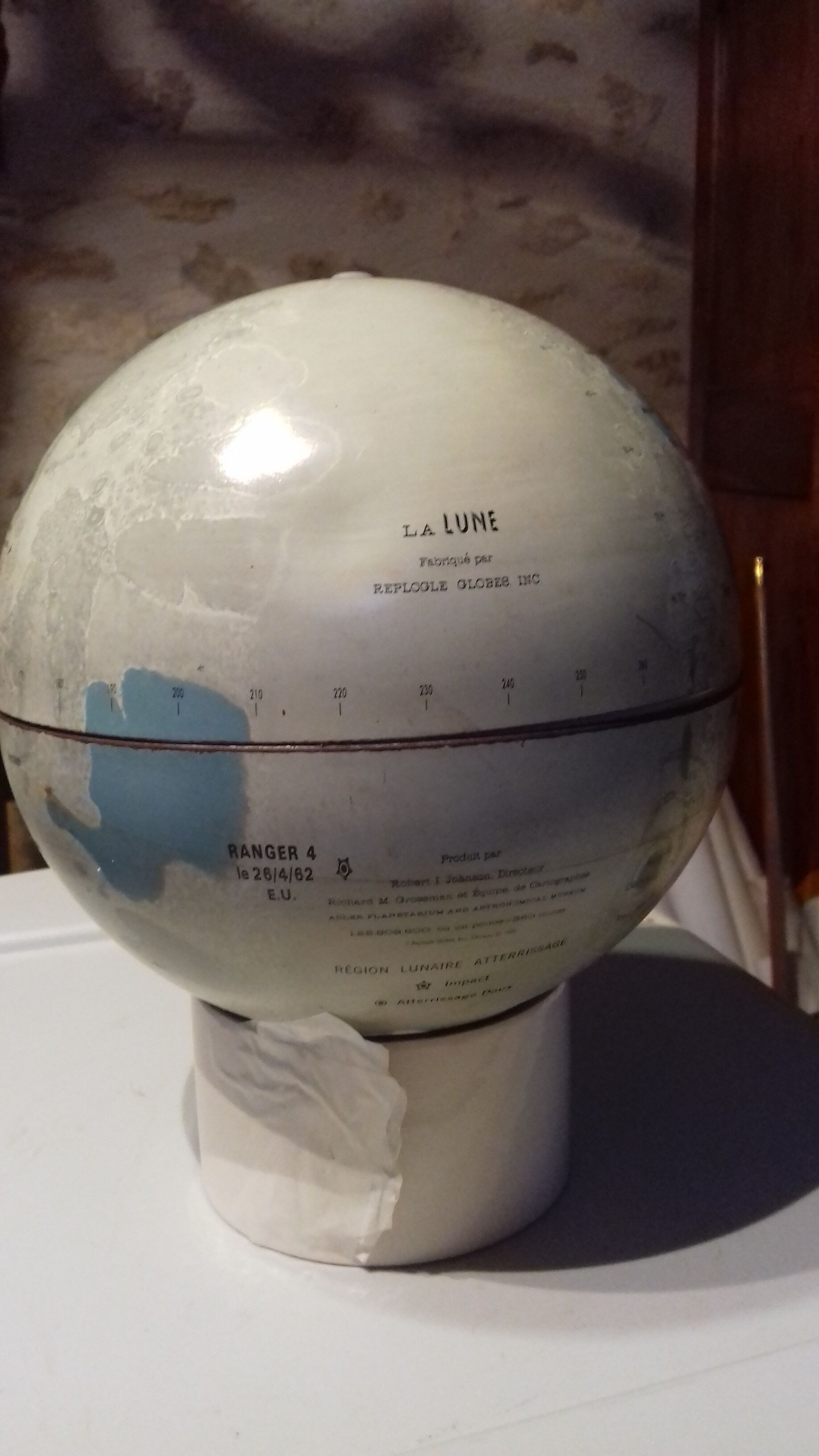 Silver lunar globe vintage 1966