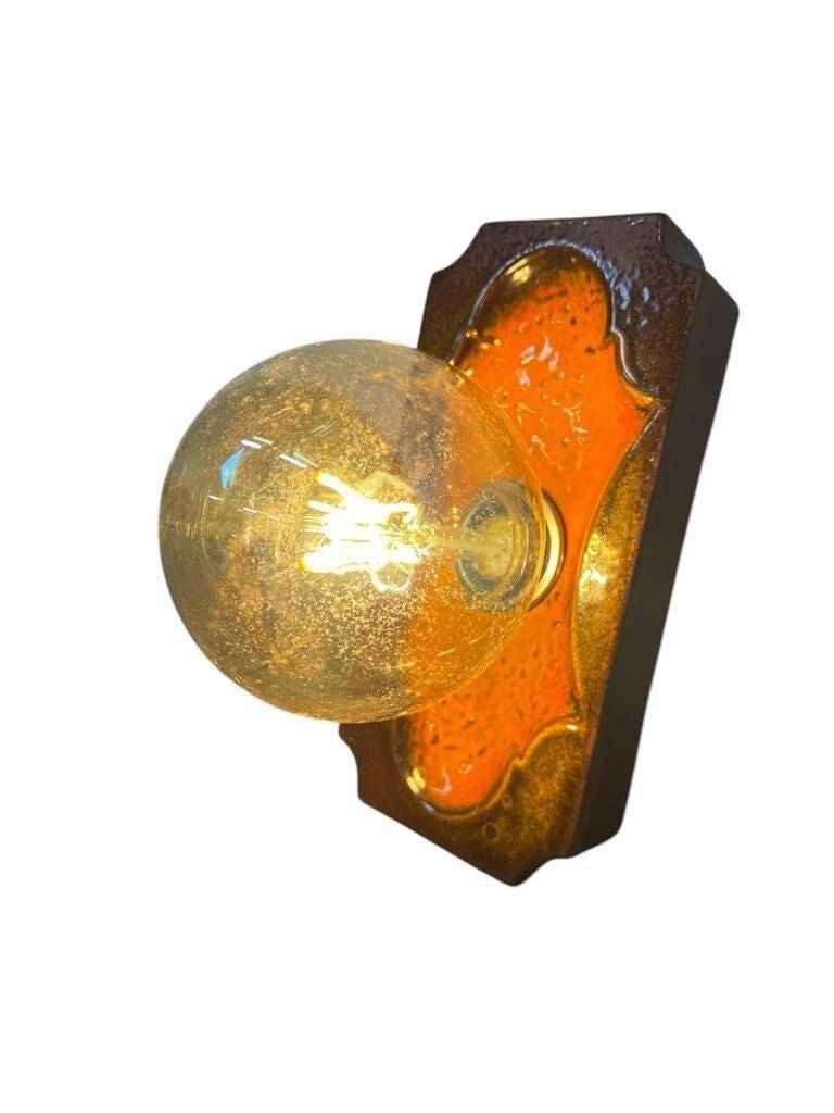 Vintage ceramic wall sconce, fat lava