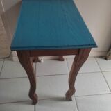 Console wooden side table restyled blue top