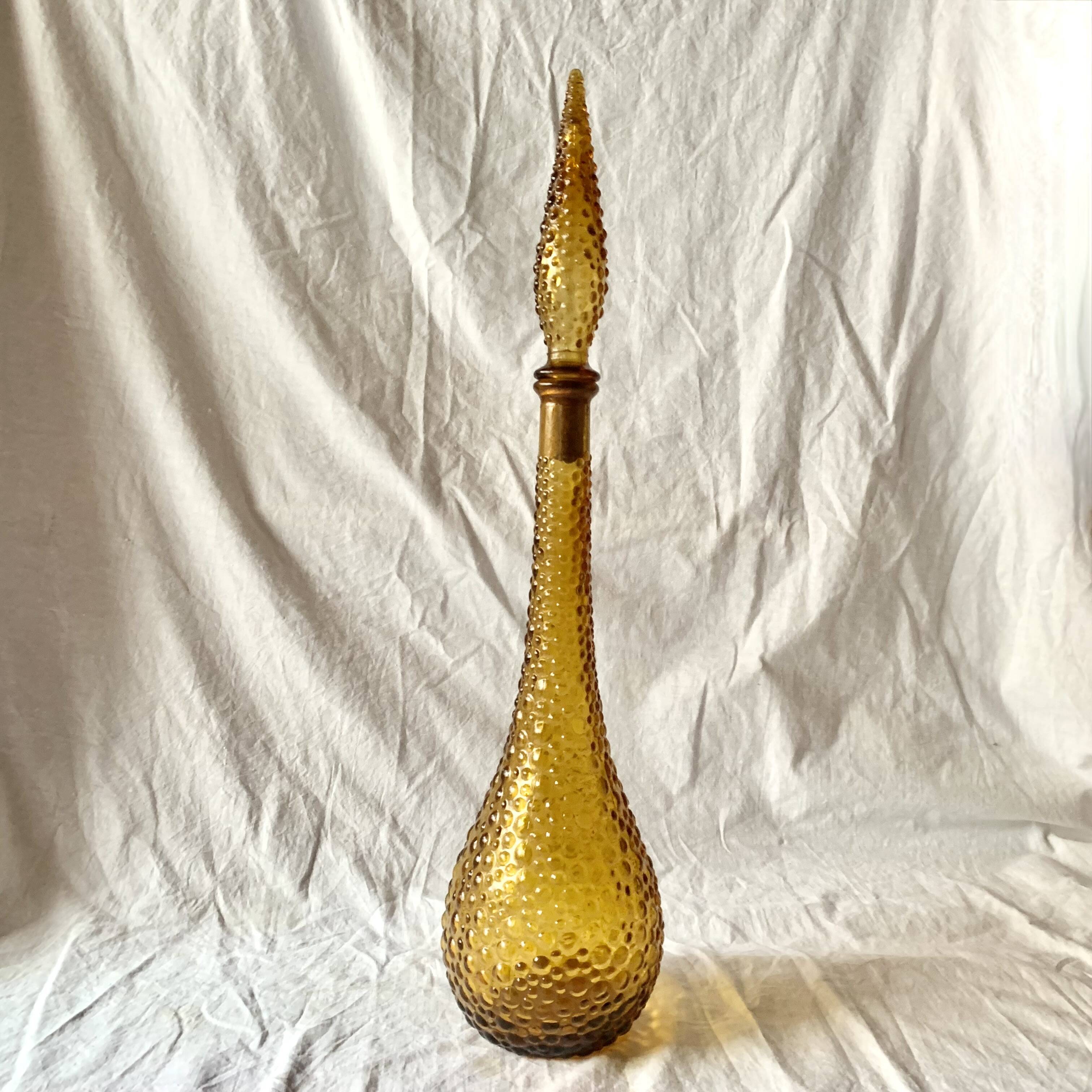 Amber yellow Empoli glass bottle