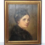 19th Century Victorian Portrait of a Lady Oil Painting, Framed