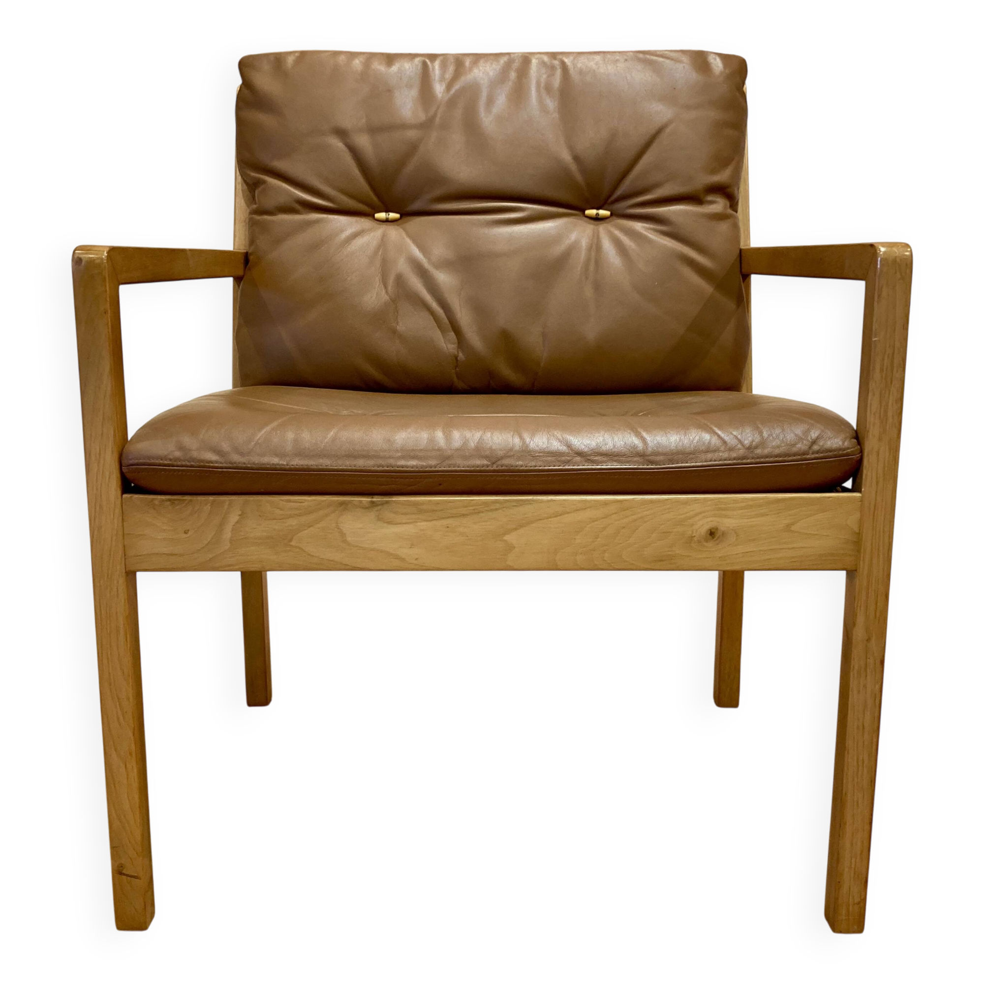 Scandinavian design leather armchair "Bernt Petersen" 1960.