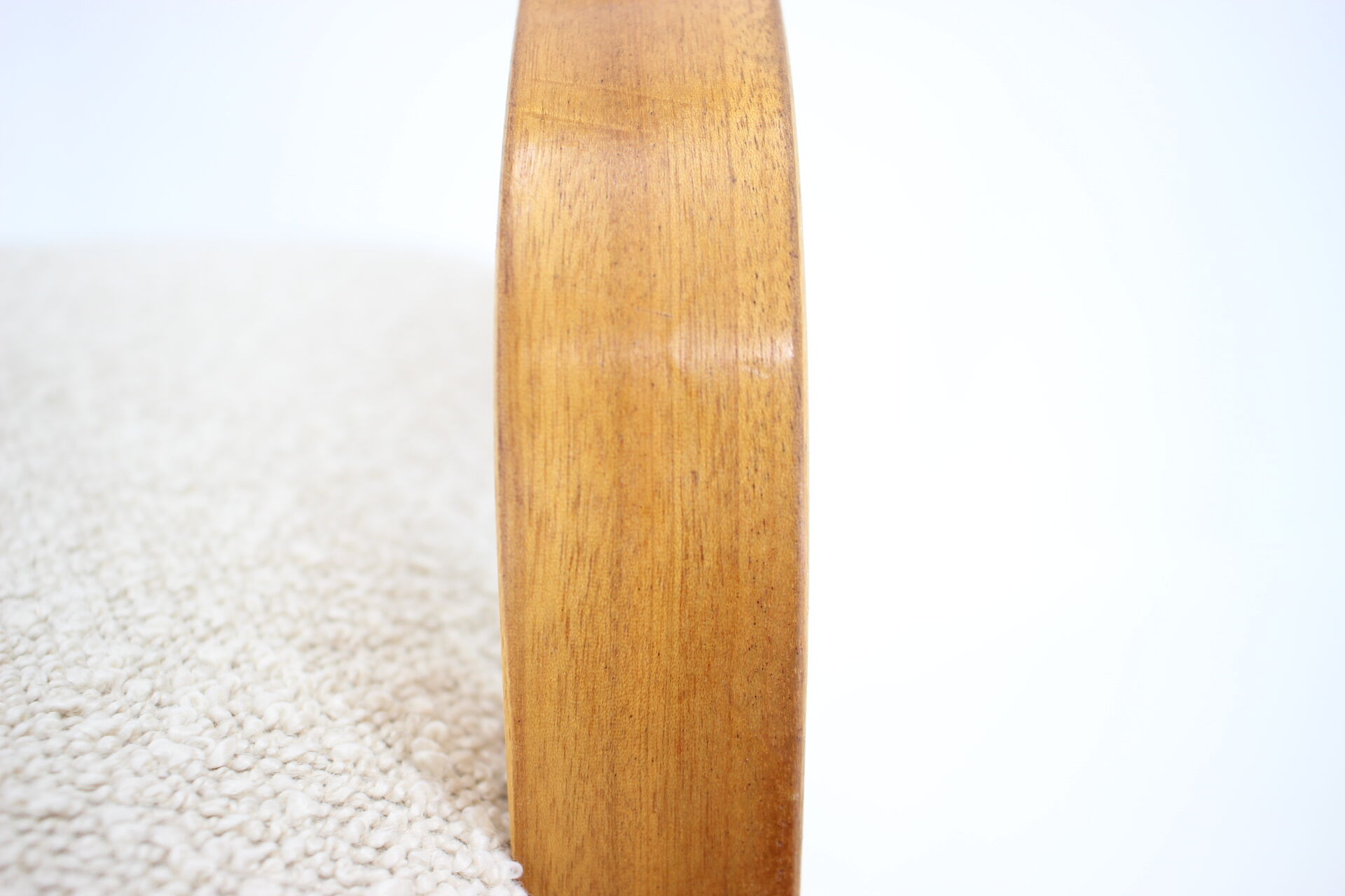 1970s ludvík volák four bentwood dining chairs in boucle fabric, czechoslovakia