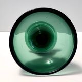 Centre de table/bol en verre vert soufflé à la main, fabriqué à Empoli, Italie