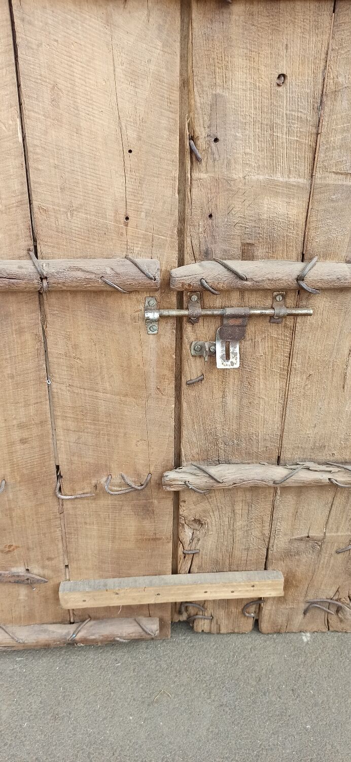 Old brown wooden door