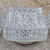 Three square ceiling lights, glass, vintage, 50s