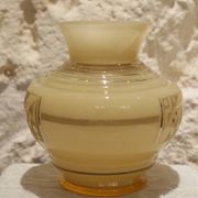 Yellow glass vase with Art Deco decoration signed D'Argyl circa 1930