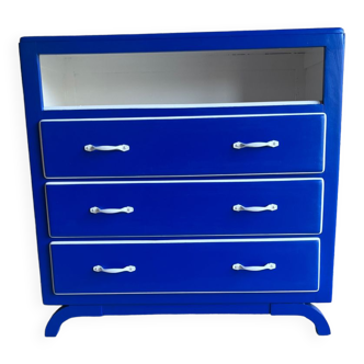 Commode pieds moustache bleue et blanche