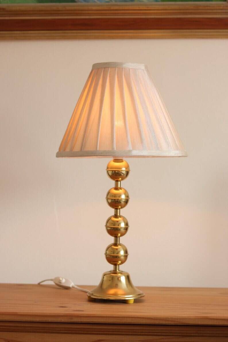 Pair of Vintage Swedish Table Lamps in Polished Brass, Signed Aneta