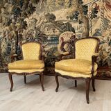 Suite of 2 armchairs louis xv style xixth century