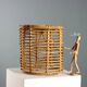 Vintage woven bamboo stool, Italian design from the 1970s.