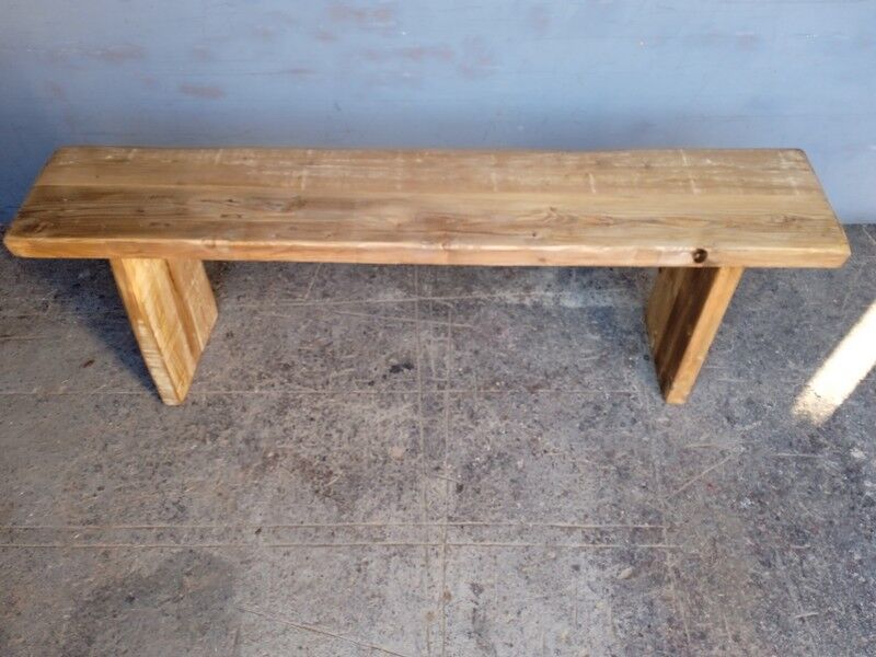 Old patinated solid wood bench 140cm