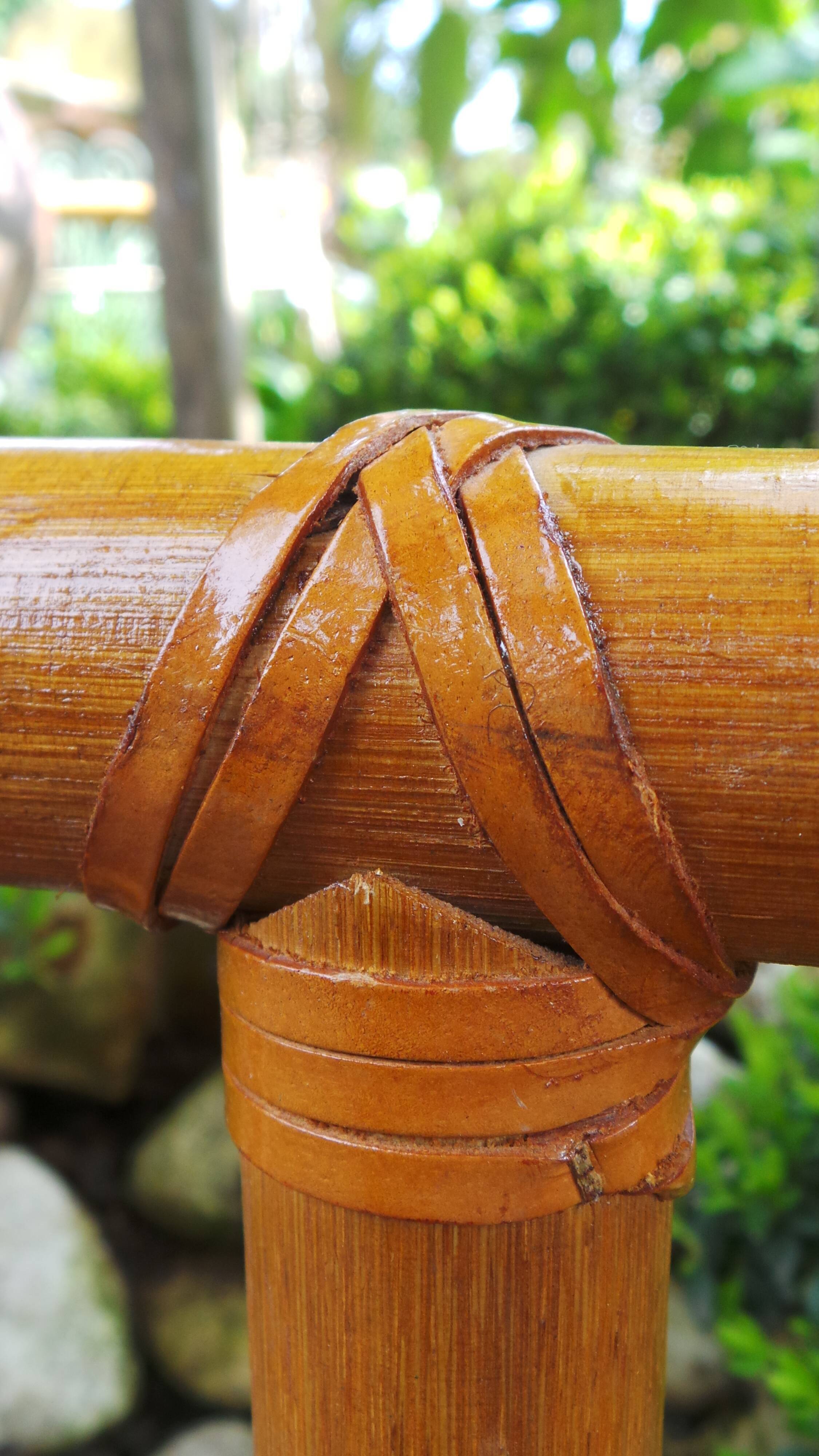 Headboard rattan, bamboo and leather vintage