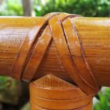 Headboard rattan, bamboo and leather vintage