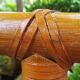 Headboard rattan, bamboo and leather vintage