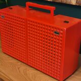 Vintage stereo electrophone record player Continental Edison red orange