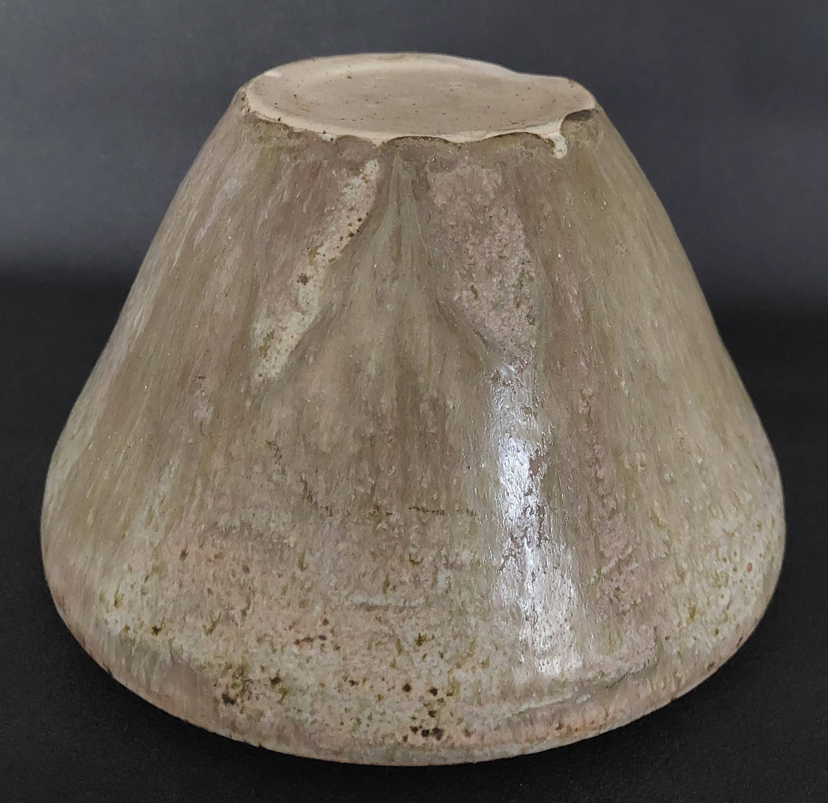 20th century ceramic tea light holder, La Borne stoneware, signed Jean Pierre Viot, dated 196