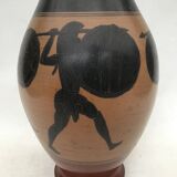 Reproduction of a Greek Attic-style black-figure vase depicting warriors