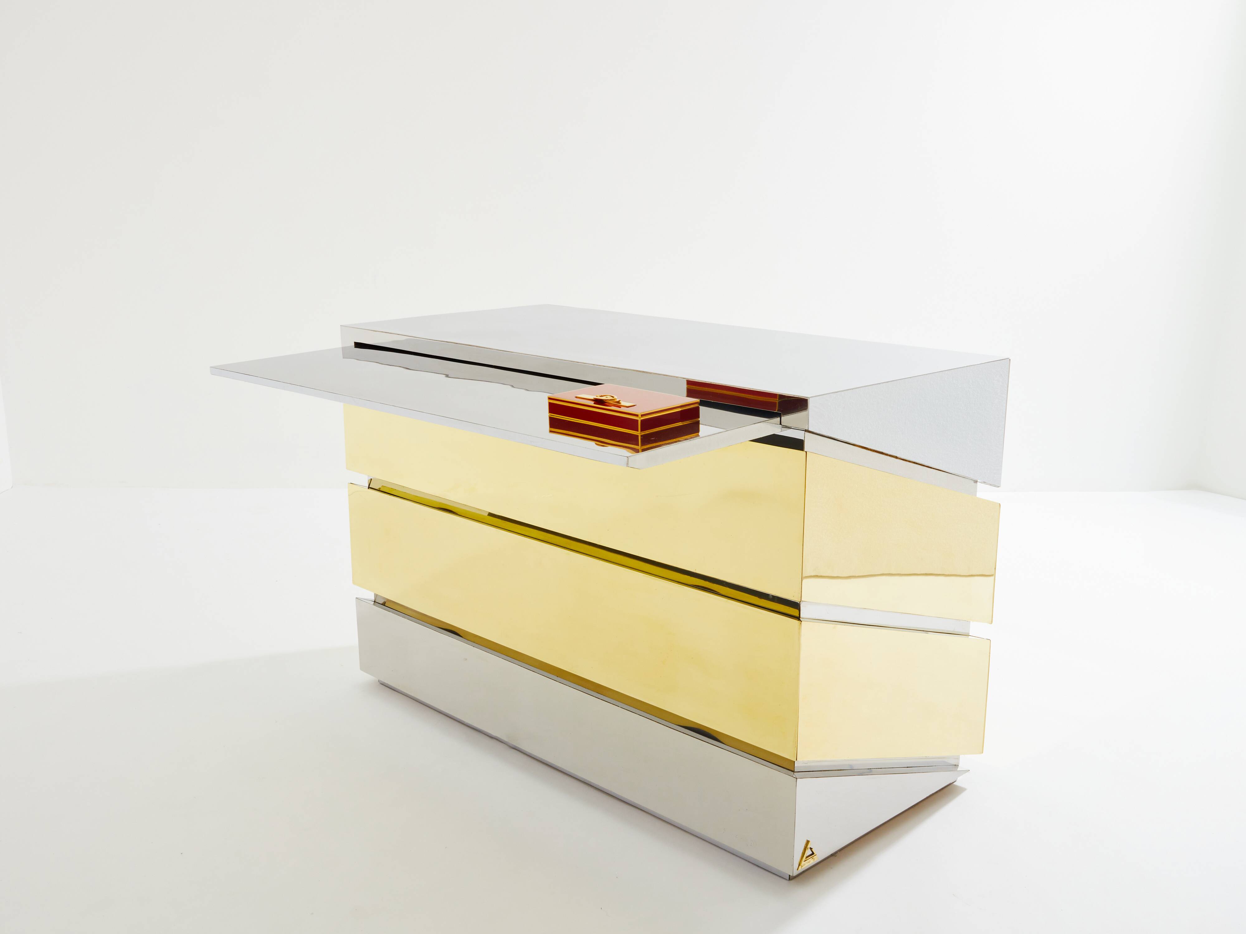 Gabriella Crespi model Mr Mme chest of drawers chrome brass 1972