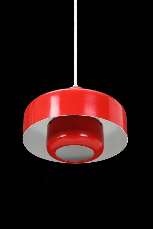 Red “Go-Go” pendant lamp by Dan Heersø for Vitrika / 1970s / Danish modern design