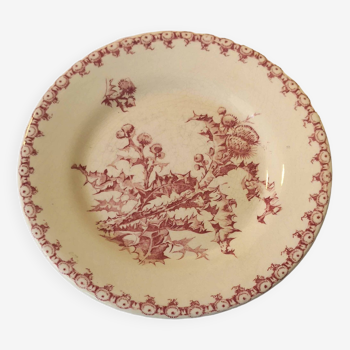 1 small flat dessert or hors d'oeuvre plate 21.5 cm in opaque Gien porcelain, Chard pattern