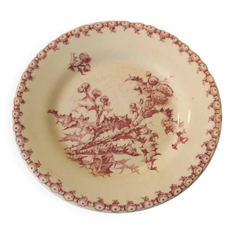 1 small flat dessert or hors d'oeuvre plate 21.5 cm in opaque Gien porcelain, Chard pattern