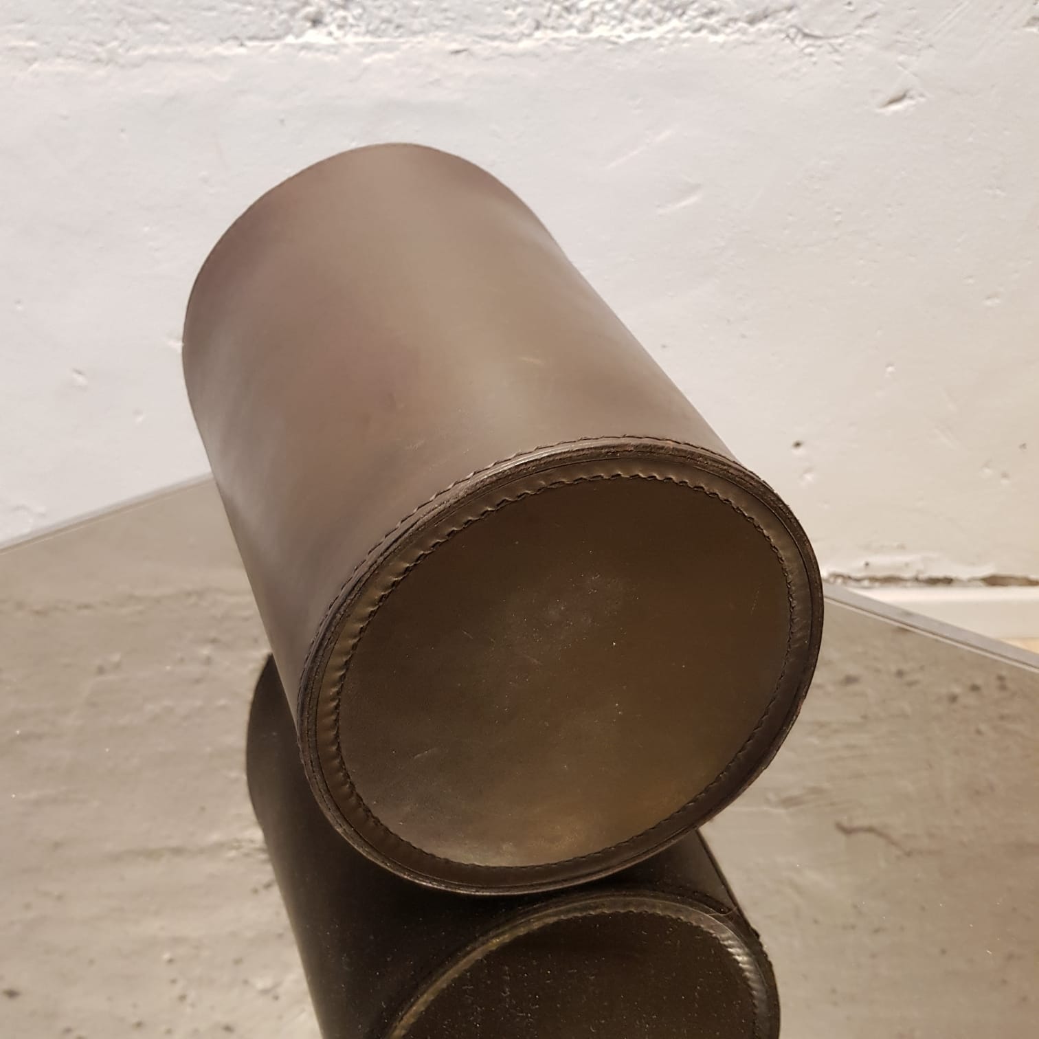 Leather basket by Carl Aubock, 1950s Werkstätte Carl Auböck