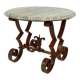 Art Deco round pedestal table in marble and wrought iron, circa 1940