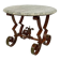 Art Deco round pedestal table in marble and wrought iron, circa 1940