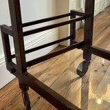 Constructivist wood and glass rolling table