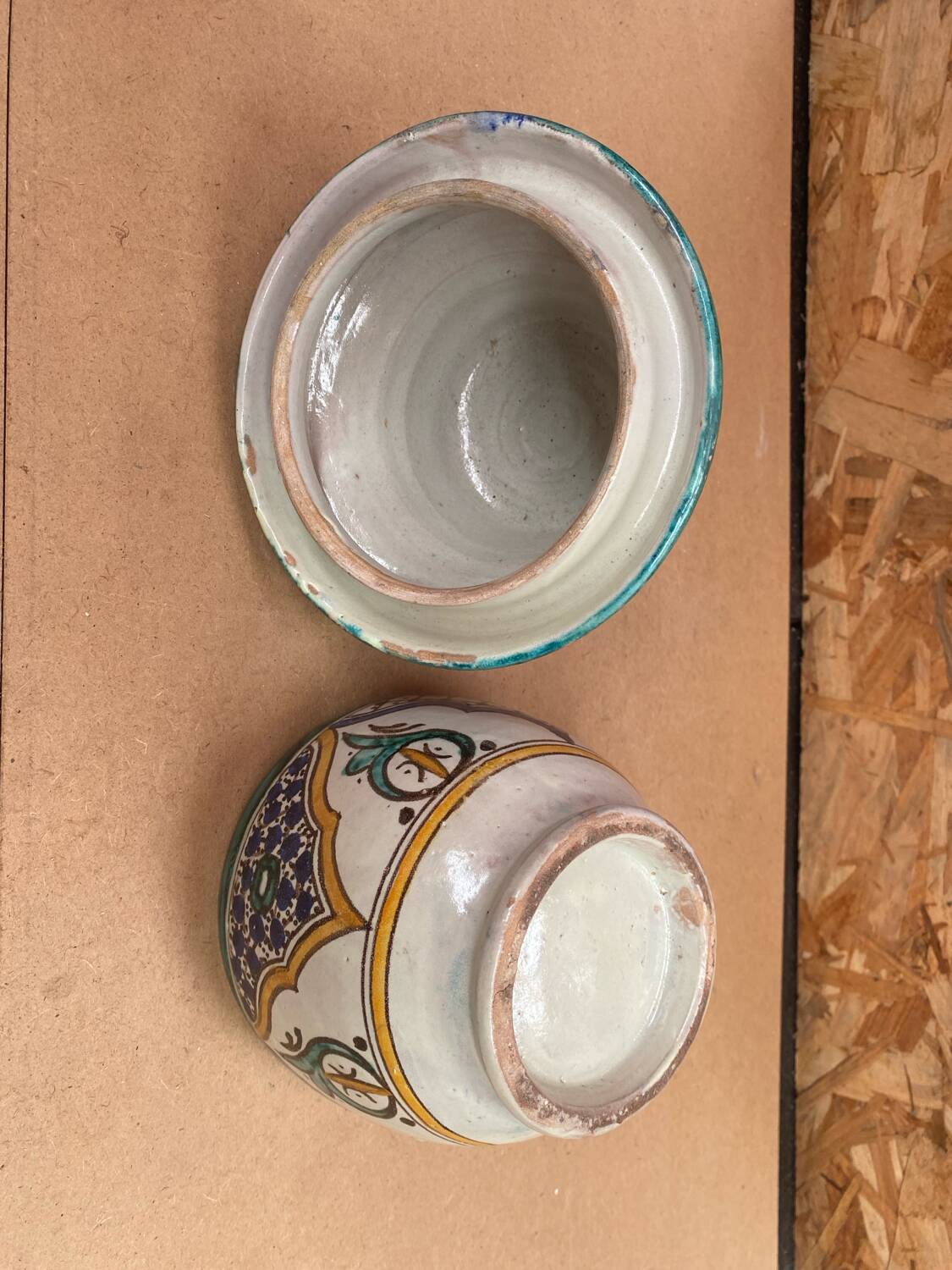 Old Butter Jar Jobbana Morocco Polychrome Earthenware XIXth Century Vintage #B082