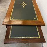 Louis XVI desk with green leather and shelves.