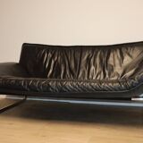 Vintage sofa by Johan Bertil Häggström for Ikéa in leather and chrome metal, 1970s